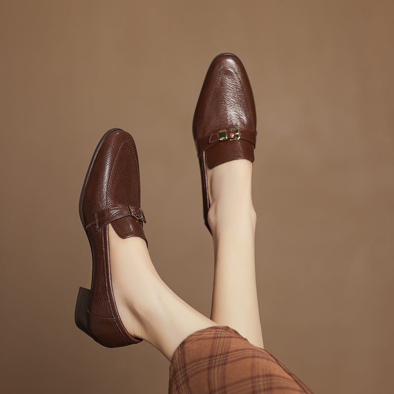 Escarpins décontractés en cuir, talon 3 cm