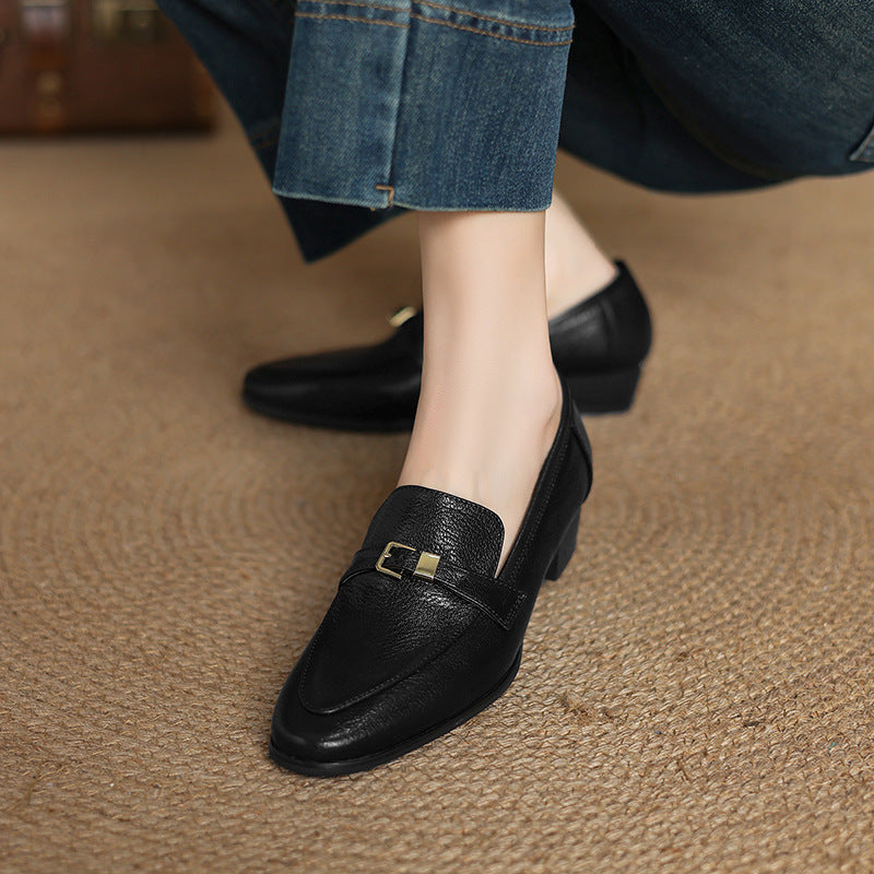 Escarpins décontractés en cuir, talon 3 cm