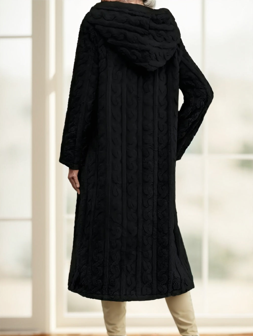 Manteau long noir élégant pour femme