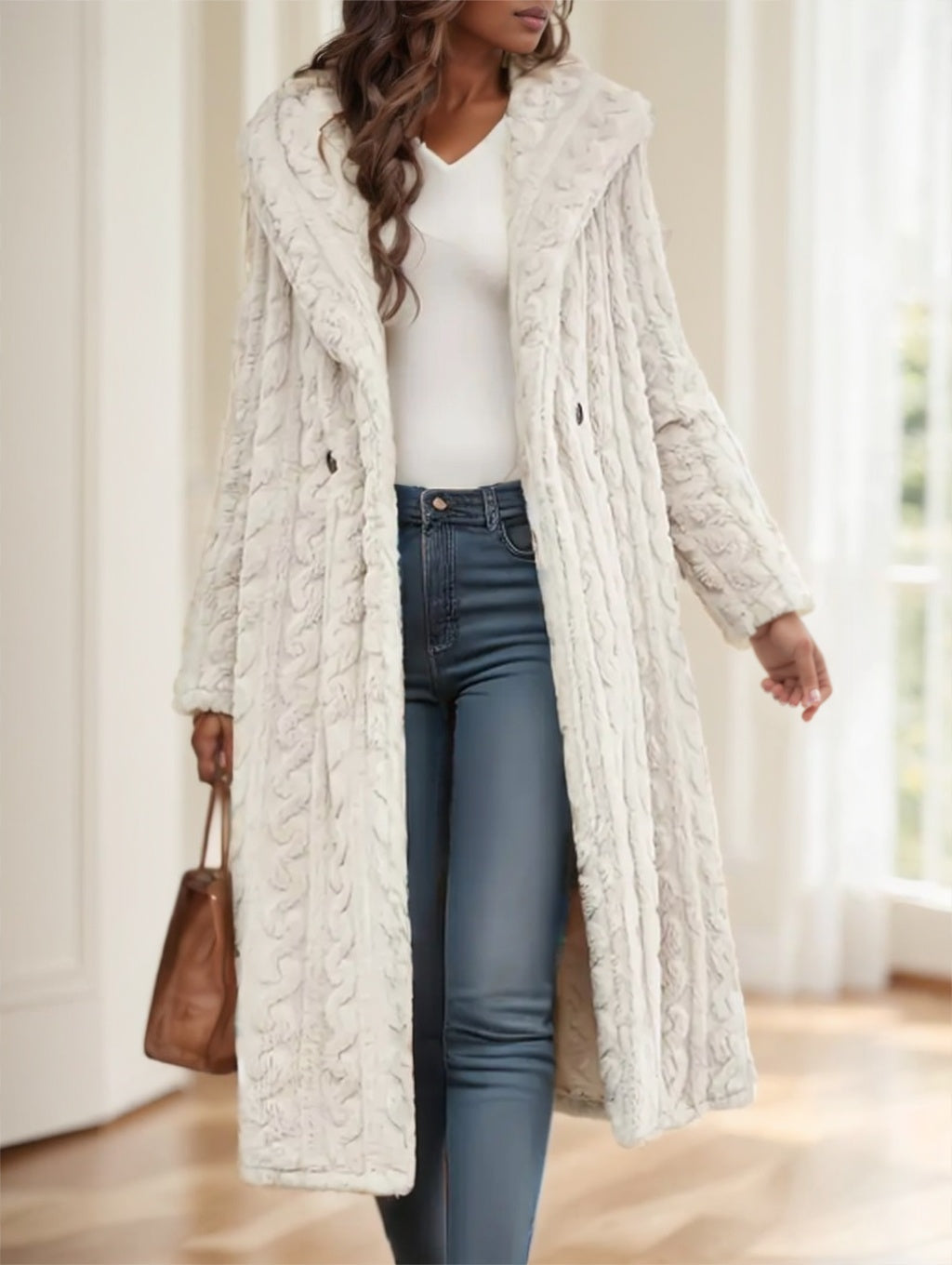 Manteau long noir élégant pour femme