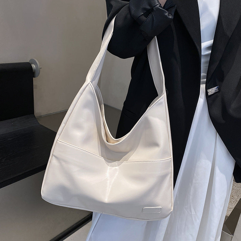 Sac fourre-tout en PU grande capacité pour femme, sac à bandoulière simple