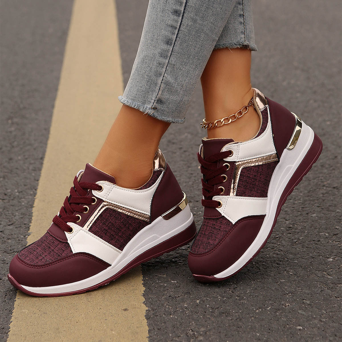 Sneakers Décontractées Femme Semelle Épaisse