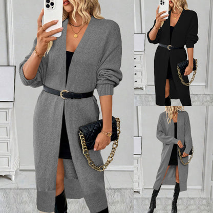Long cardigan en tricot pour femme – manteau extérieur