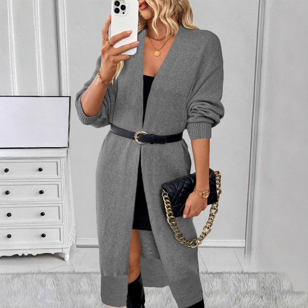 Long cardigan en tricot pour femme – manteau extérieur