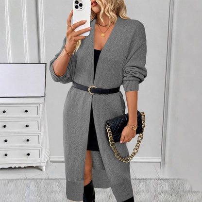 Long cardigan en tricot pour femme – manteau extérieur