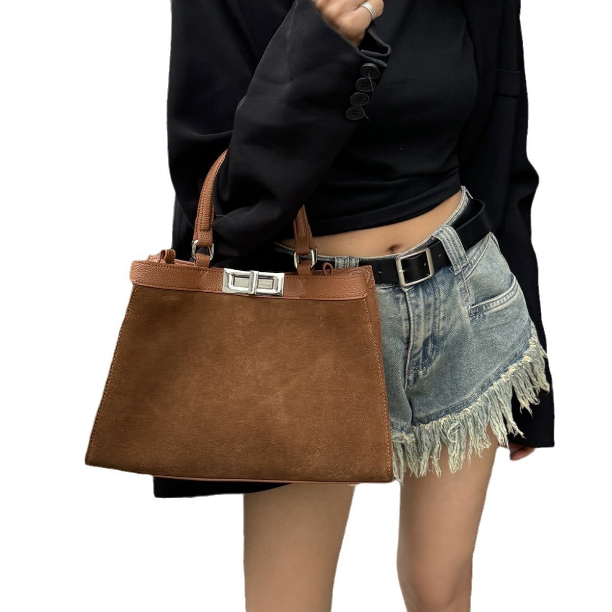 Sac messager à bandoulière en cuir de vache givré, polyvalent