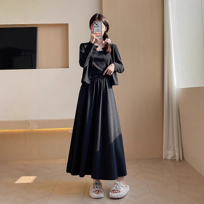Tailleur jupe style coréen pour femme en polyester