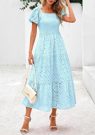 Robe féminine à manches bouffantes, plissée et fluide en tulle