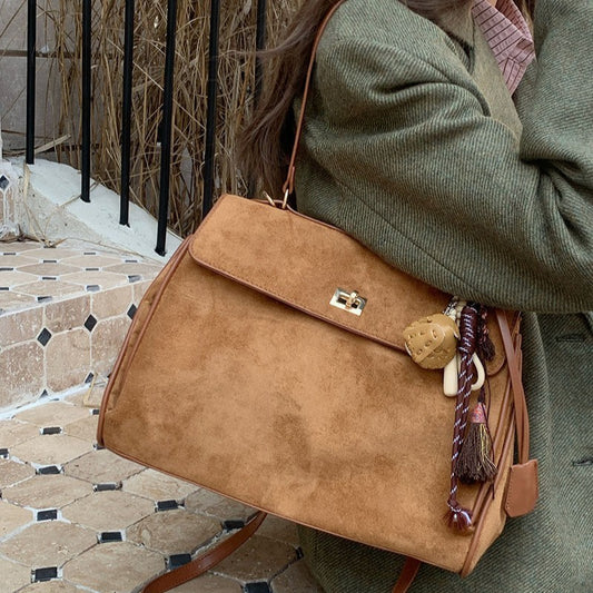 Sac bandoulière en daim pour les déplacements quotidiens, polyvalent et portable