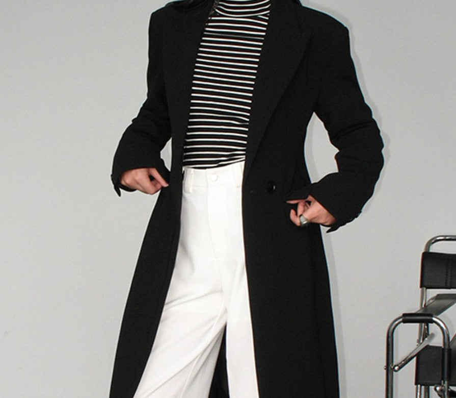 Manteau en laine chaud pour femme, couleur unie, style décontracté européen et américain, automne et hiver, long