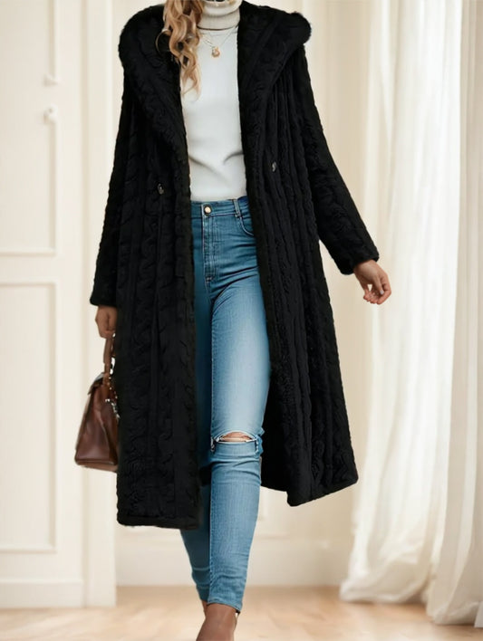 Manteau long noir élégant pour femme