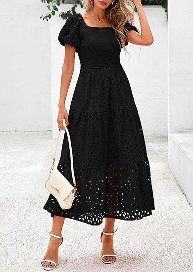 Robe féminine à manches bouffantes, plissée et fluide en tulle
