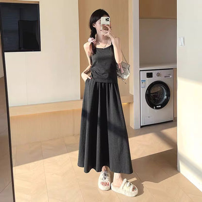 Tailleur jupe style coréen pour femme en polyester