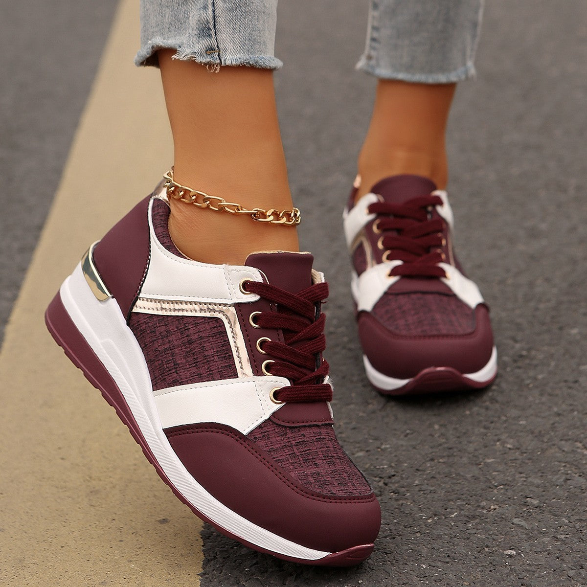 Sneakers Décontractées Femme Semelle Épaisse