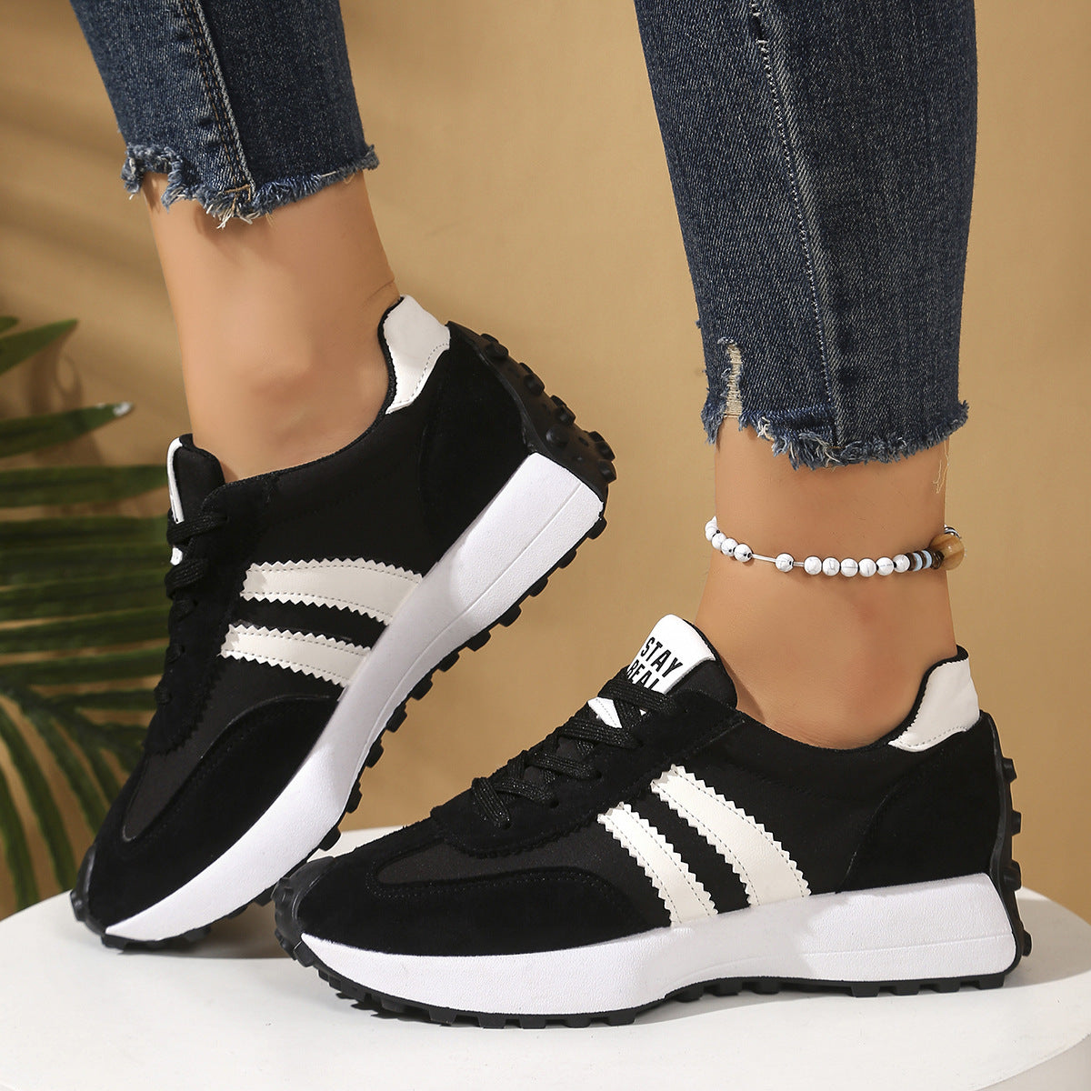 Chaussures décontractées respirantes à semelle épaisse pour femmes
