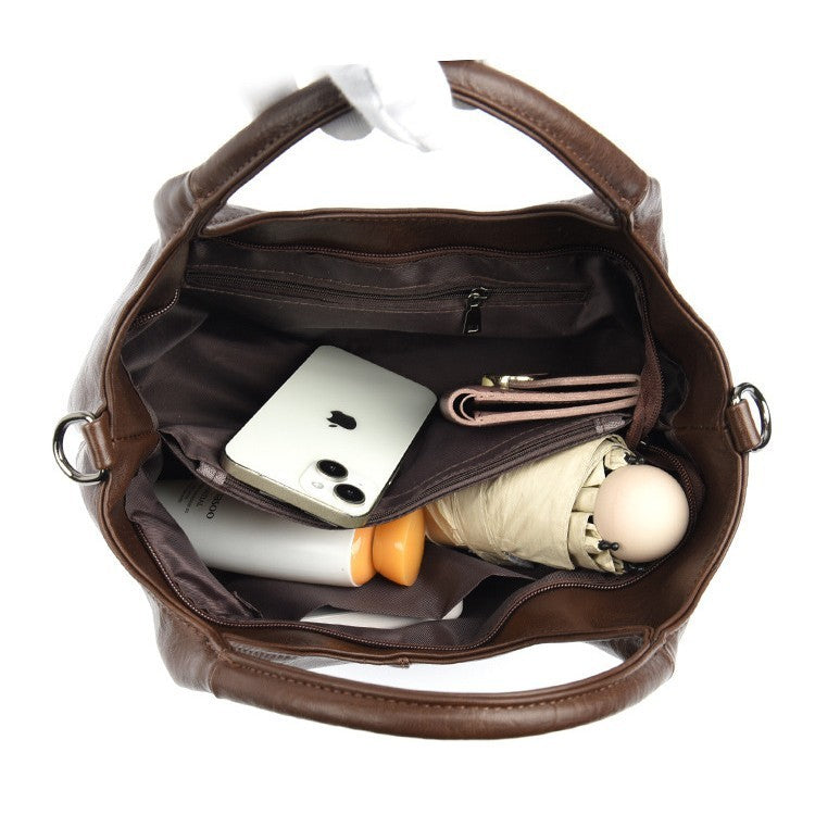 Sac à main en cuir souple pour femme, sac à bandoulière léger et de grande capacité