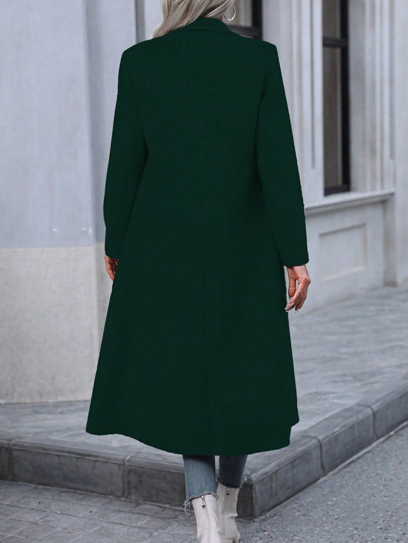 Manteau long pour femme automne-hiver, minimaliste et tendance, élégant pour le quotidien, manteau long à manches longues double boutonnage en fausse laine