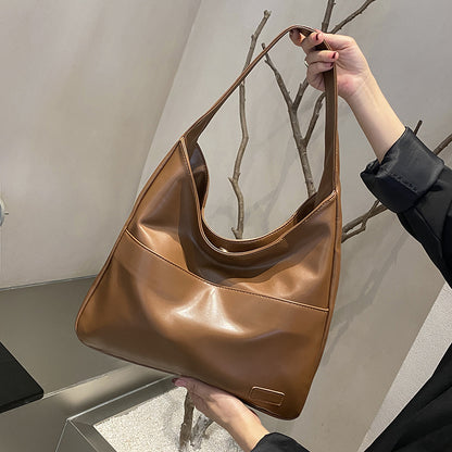 Sac fourre-tout en PU grande capacité pour femme, sac à bandoulière simple