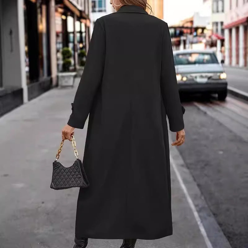 Élégant trench-coat long pour femmes, style décontracté avec boutons raffinés